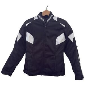 Sedici No 16 Motorcycle Lined Padded Biker Jacket Womens Size Small Black White